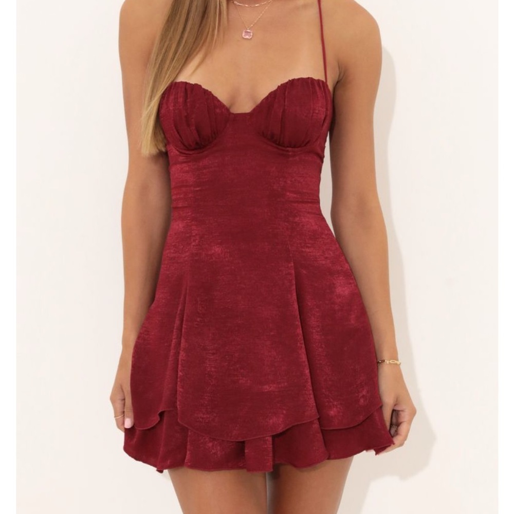 lucy in the sky red sheila satin corset dress